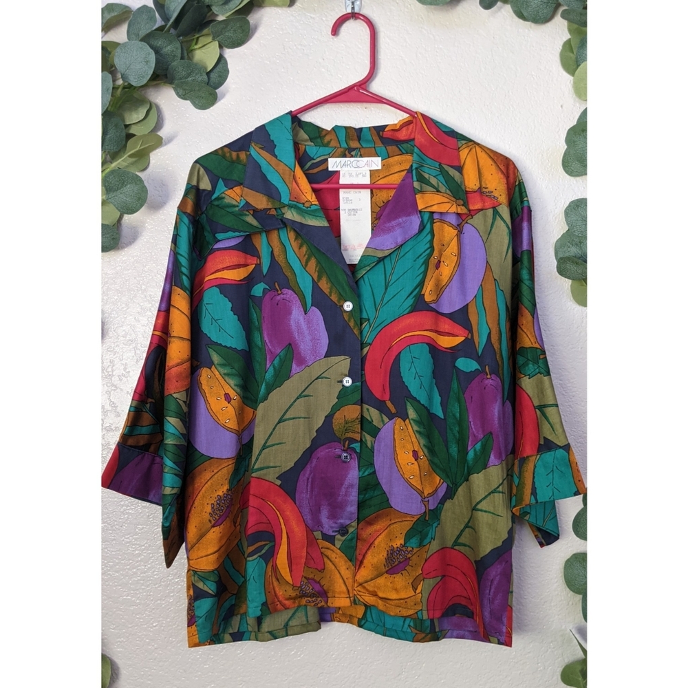 Vintage Marc Cain Fruity Hawaiian Button Up Blouse